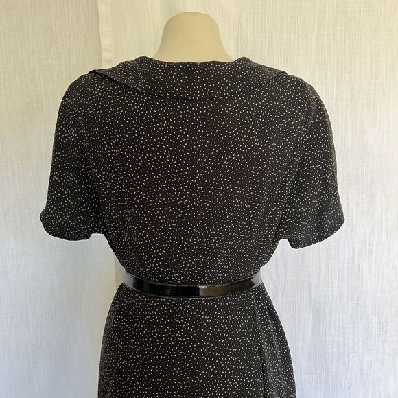 Vtg 90’s Dana Buchman Silk Black Polka Dot Midi Shirt Dress Size 14 Classic NOS - Picture 7 of 9